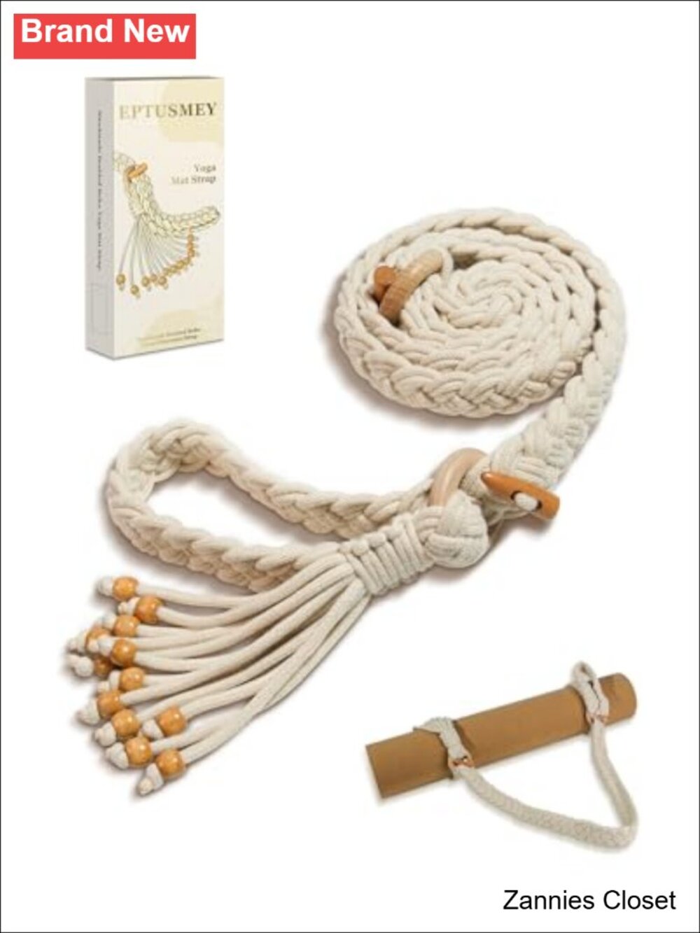 ✨ Boho Braided Bead Tassel Macrame Yoga Mat Carrier Strap 100% Polyester